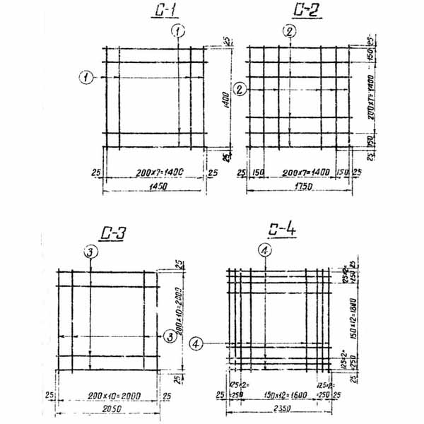 Фундамент Ф3-Ам, КЖ-65, страница 78 - спецификация арматуры на сетки С-1, С-2, С-3, С-4, С-5