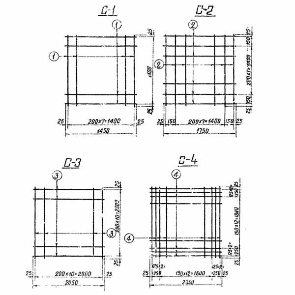 Фундамент Ф5-Ам, КЖ-65, страница 78 - спецификация арматуры на сетки С-1, С-2, С-3, С-4, С-5